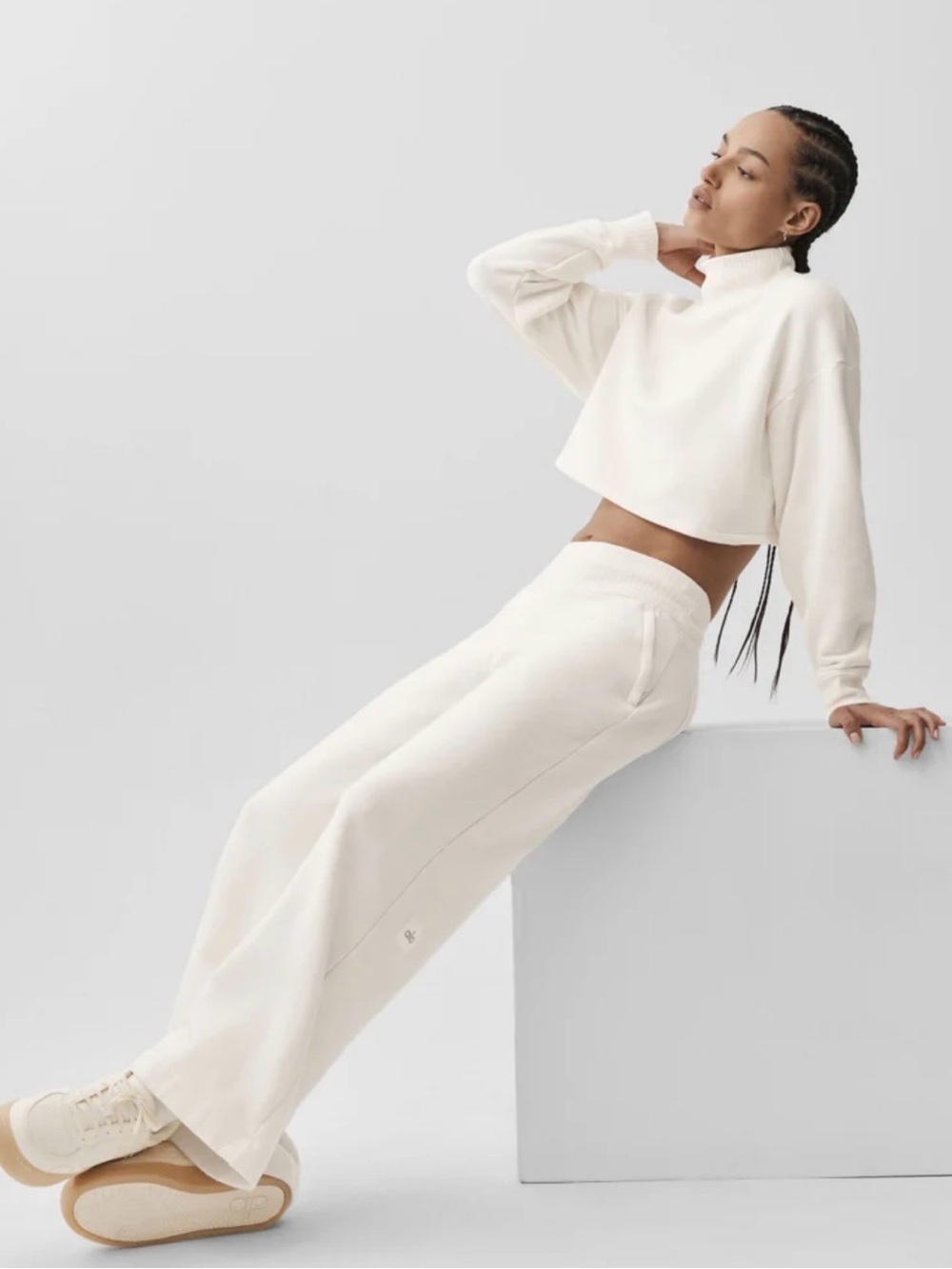 ALO Yoga Women's Wide-Leg Top and Sweatpants in Cream Set